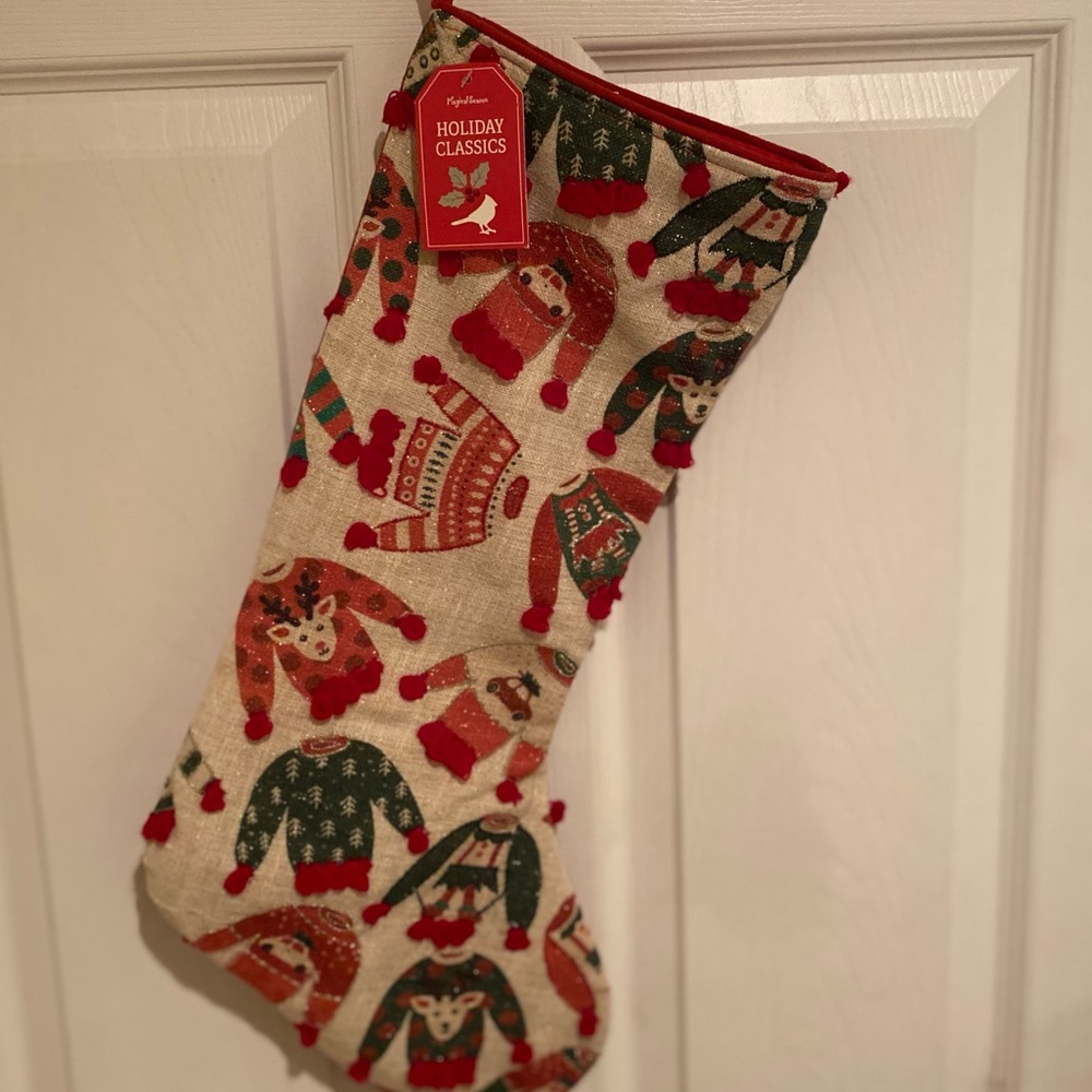 Ugly Christmas Sweaters Christmas Stocking, Ugly Christmas Sweaters & Pom-Poms